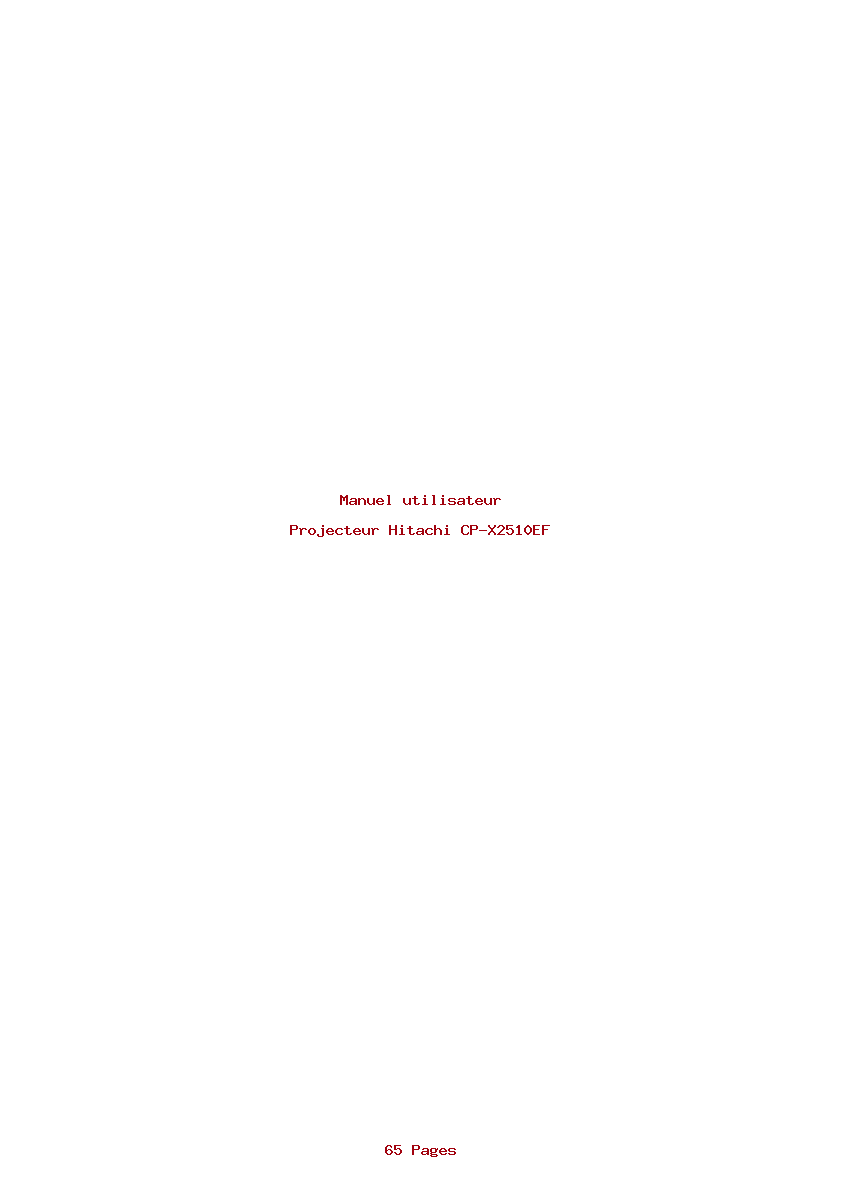 Page 1 de la notice Manuel utilisateur Hitachi CP-X2510EF