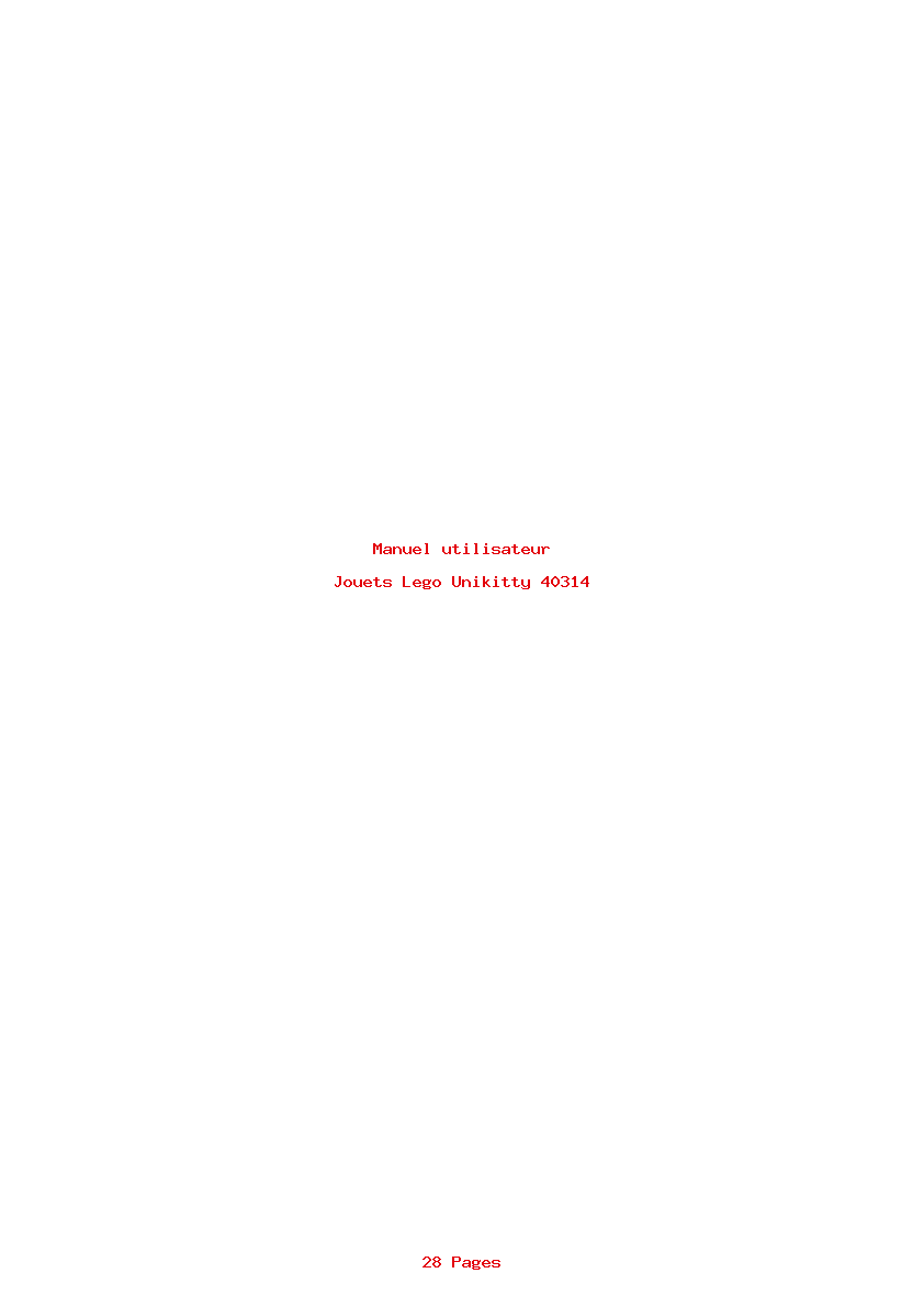 Page 1 de la notice Manuel utilisateur Lego Unikitty 40314