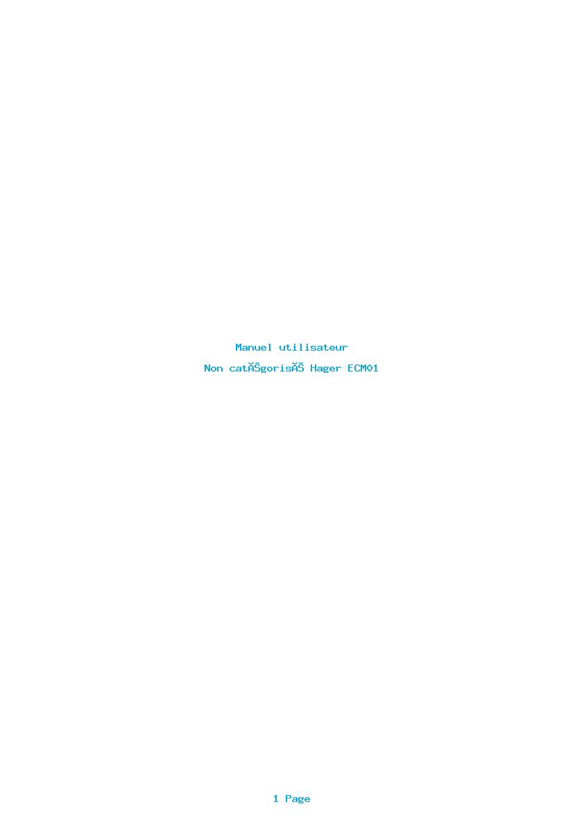 Page 1 de la notice Manuel utilisateur Hager ECM01