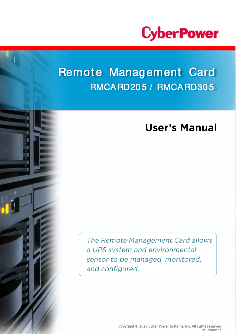 Page 1 de la notice Manuel utilisateur CyberPower RMCARD205TAA