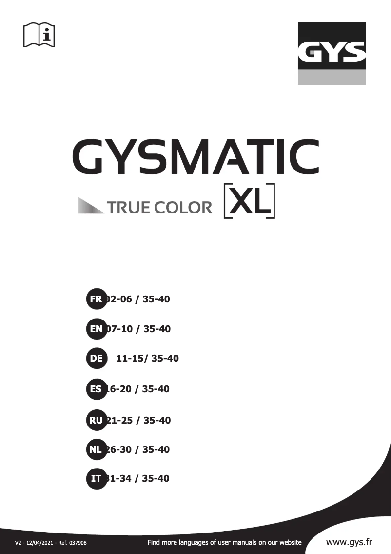 Page 1 of the manual User Manual GYS LCD Gysmatic 5/13