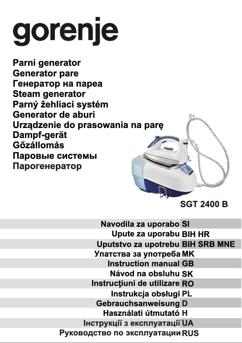 Page 1 of the manual User Manual Gorenje SGT2400B