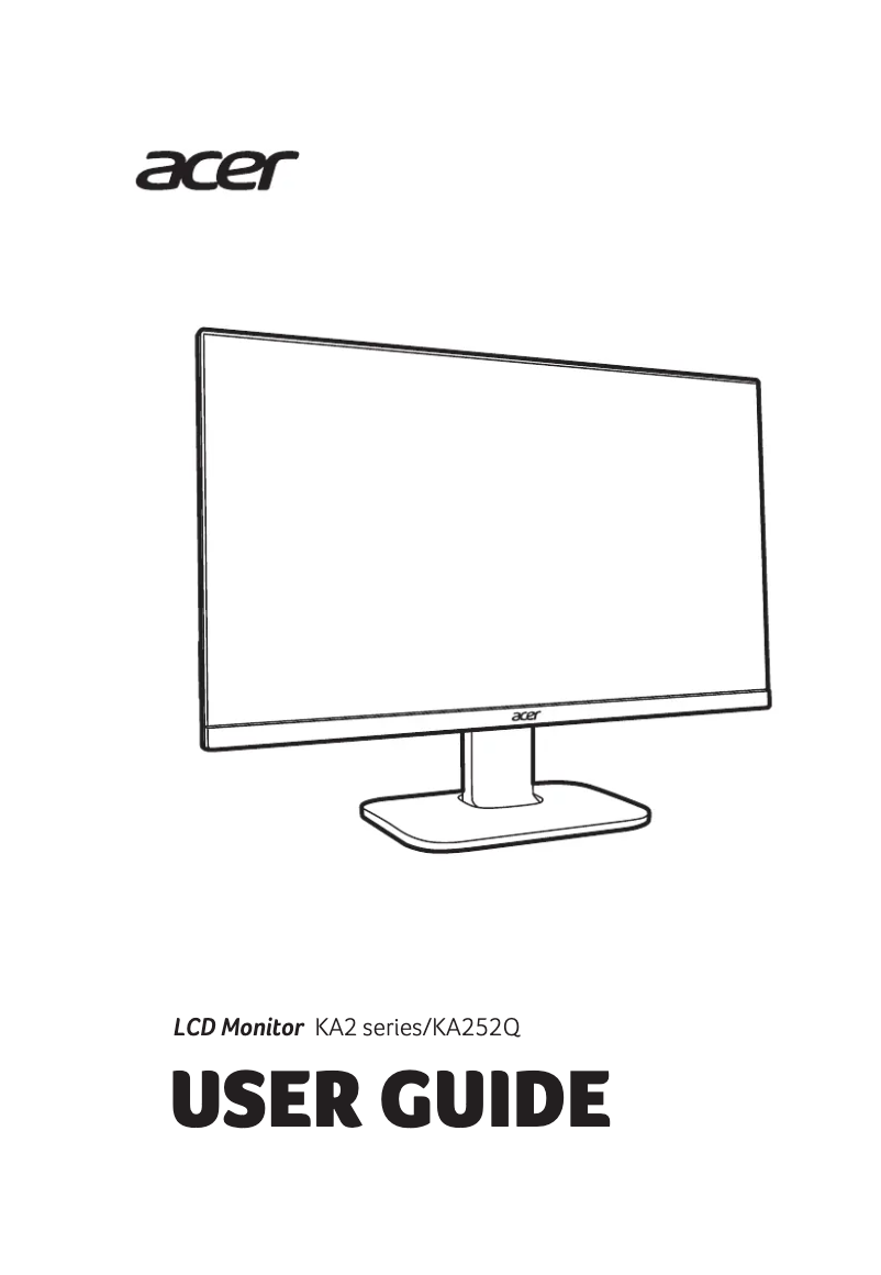Page 1 de la notice Guide de démarrage rapide Acer KA252Q