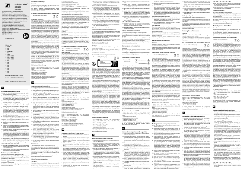 Page 1 de la notice Instructions de sécurité Sennheiser Evolution E835