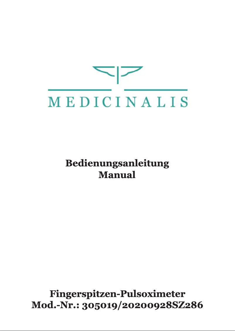 Page 1 of the manual User Manual Medicinalis 305019