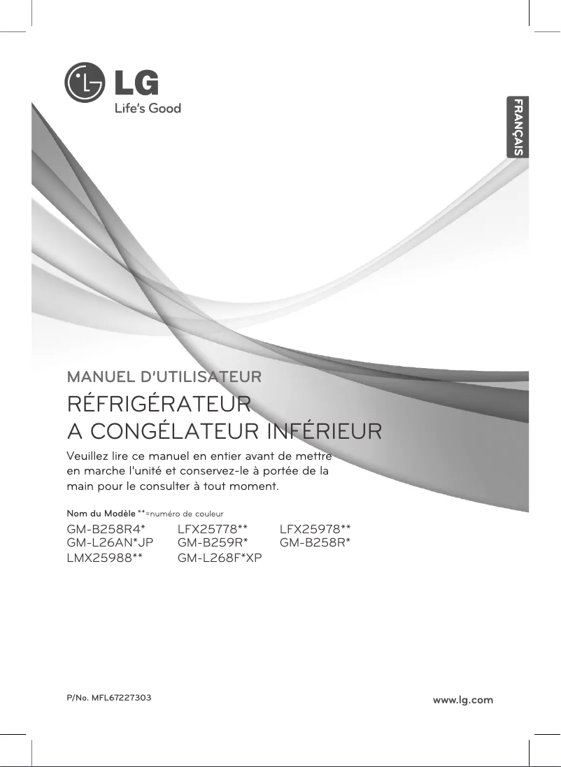 Page 1 de la notice Manuel utilisateur LG LFX25778ST