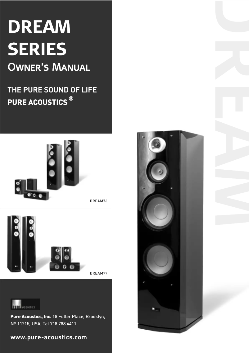 Page 1 de la notice Manuel utilisateur Pure Acoustics Dream 77