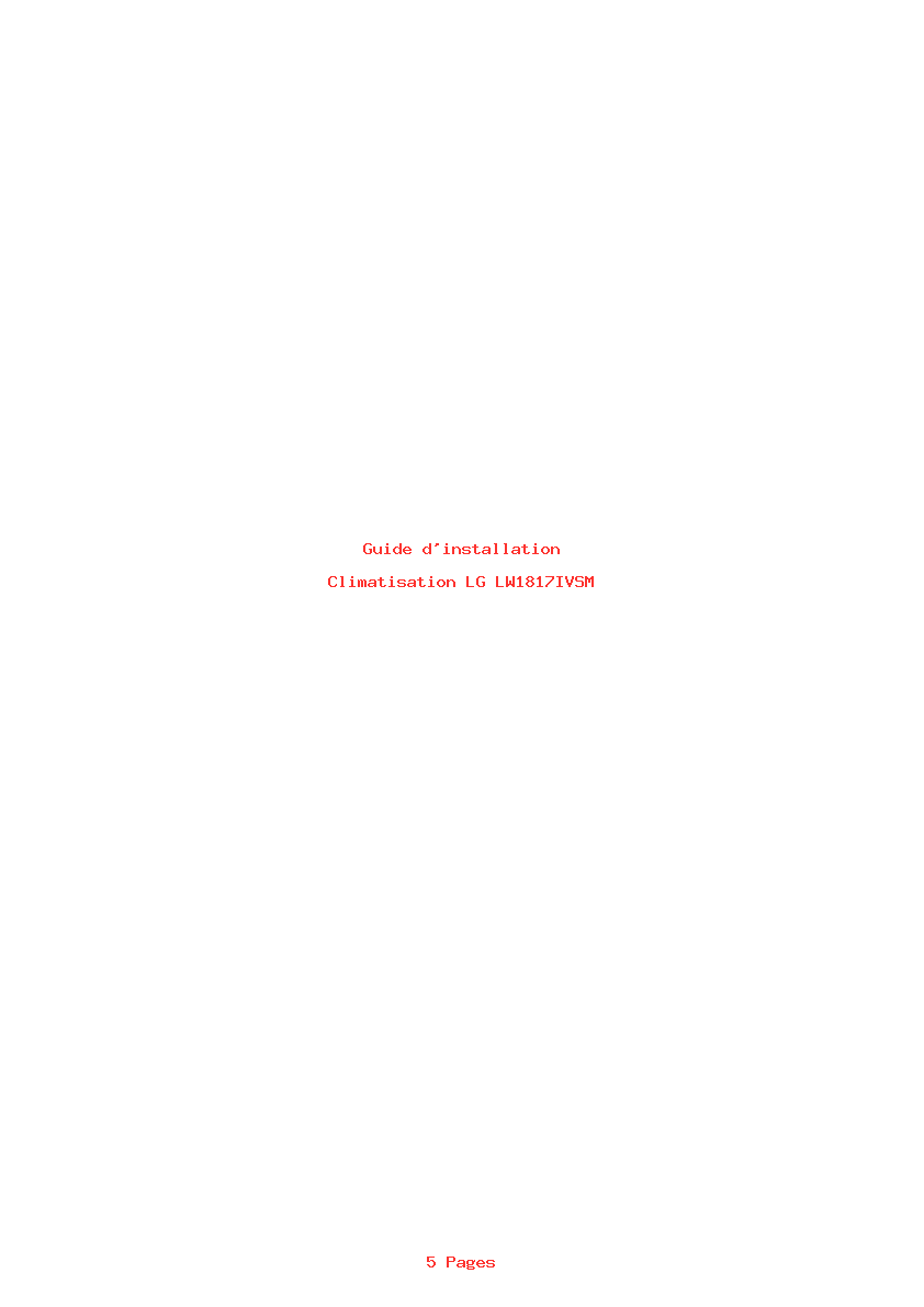 Page 1 de la notice Guide d'installation LG LW1817IVSM