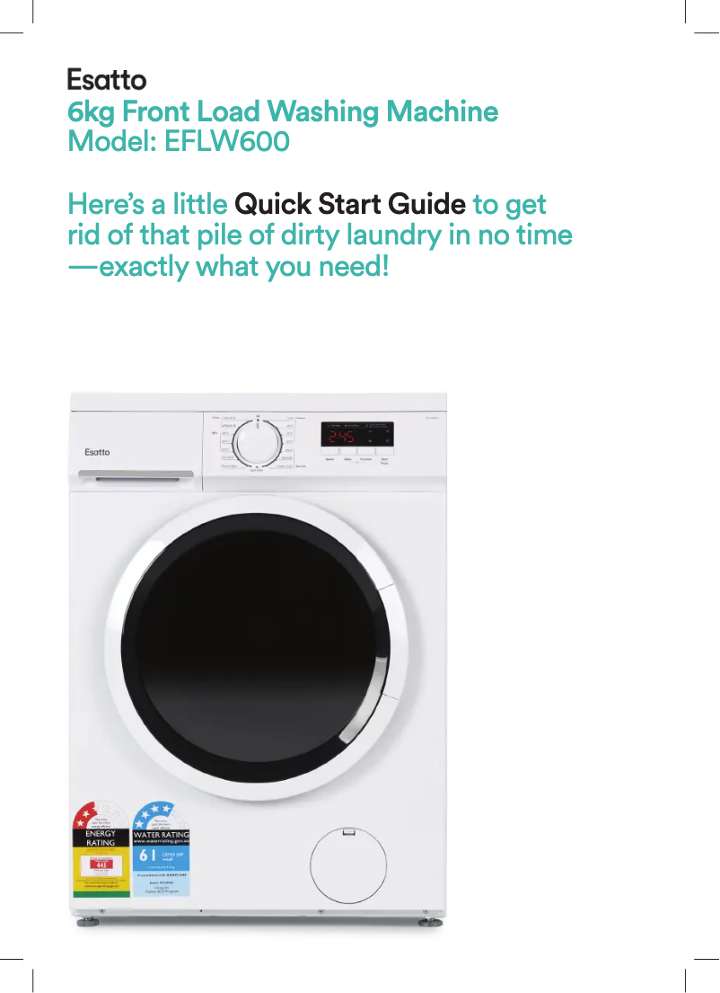 Página 1 del manual Guía de inicio rápido Esatto EFLW600