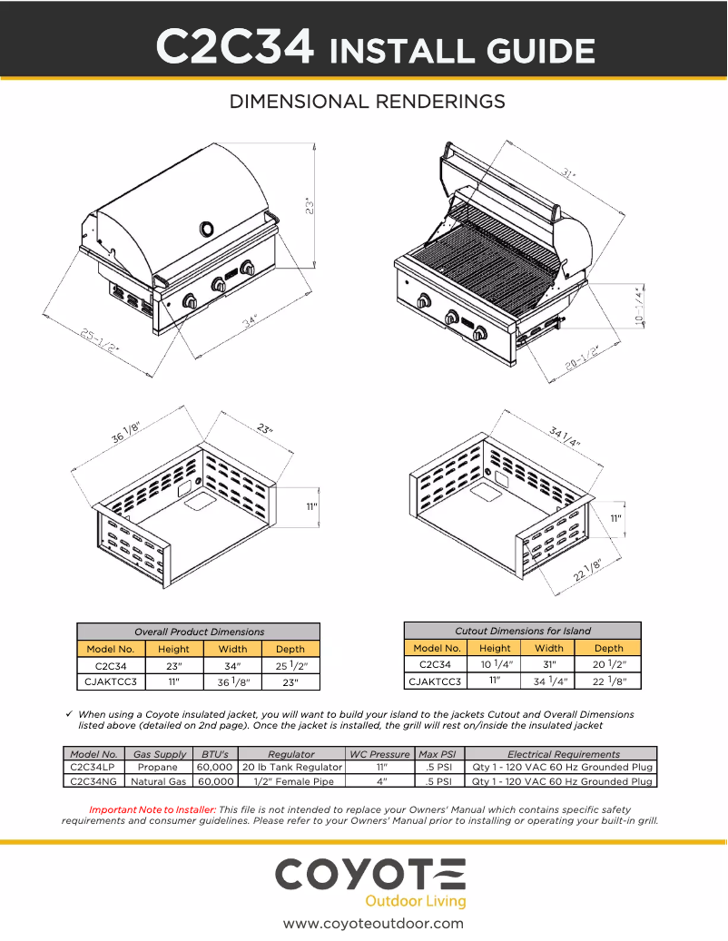 Page 1 de la notice Guide d'installation Coyote C2C34LP