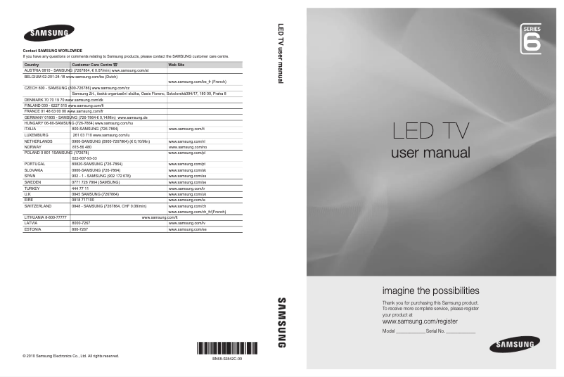 Página 1 del manual Manual de usuario Samsung UE40C6825US