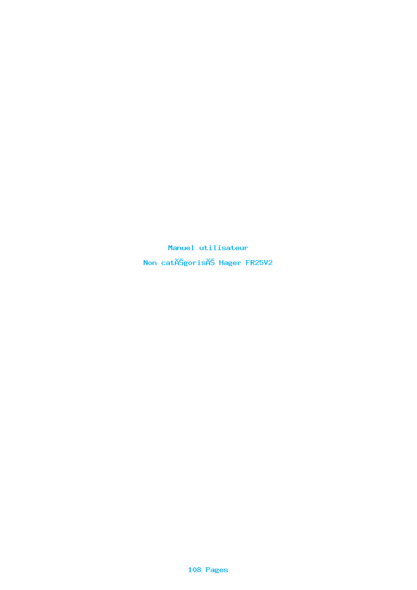 Page 1 de la notice Manuel utilisateur Hager FR25V2