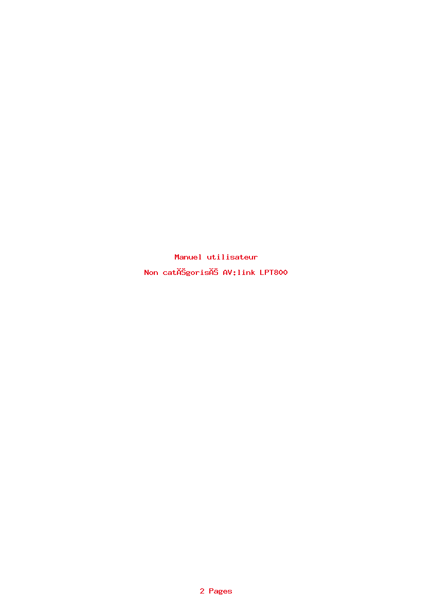Page 1 de la notice Manuel utilisateur AV:link LPT800