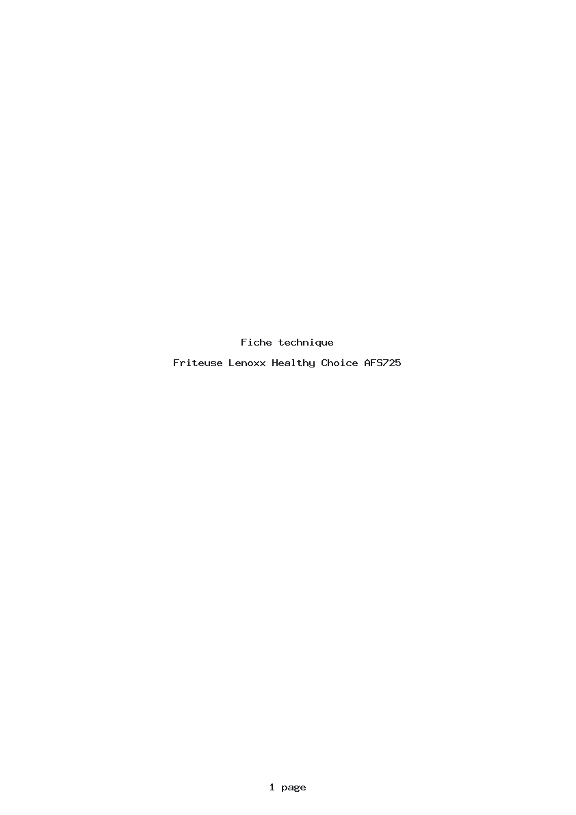 Page 1 de la notice Fiche technique Lenoxx Healthy Choice AFS725