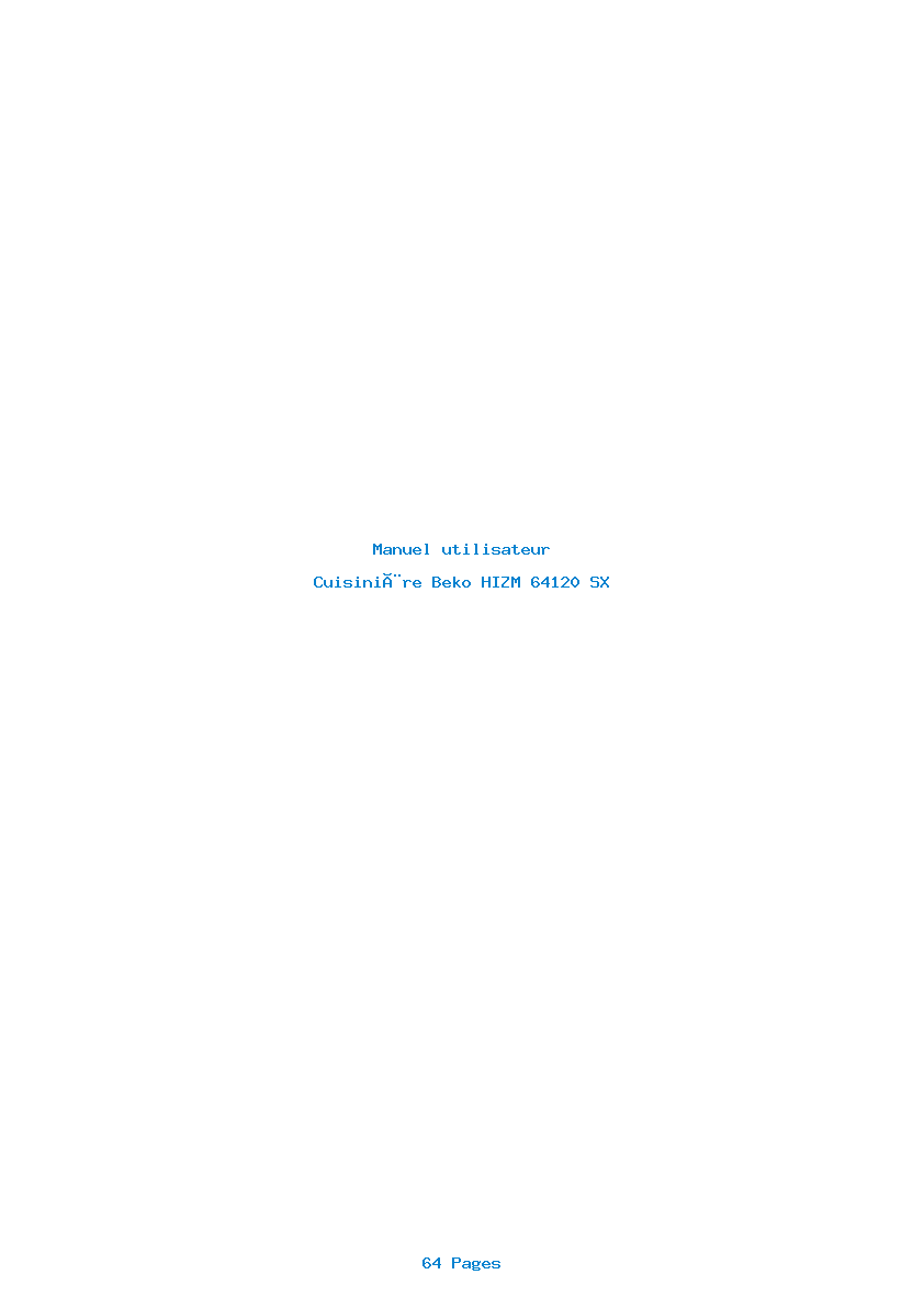 Page 1 de la notice Manuel utilisateur Beko HIZM 64120 SX