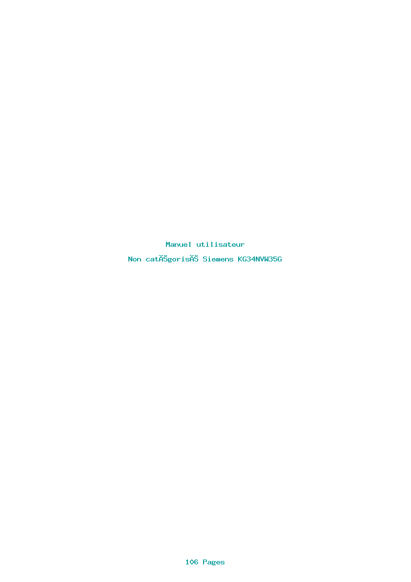Page 1 de la notice Manuel utilisateur Siemens KG34NVW35G