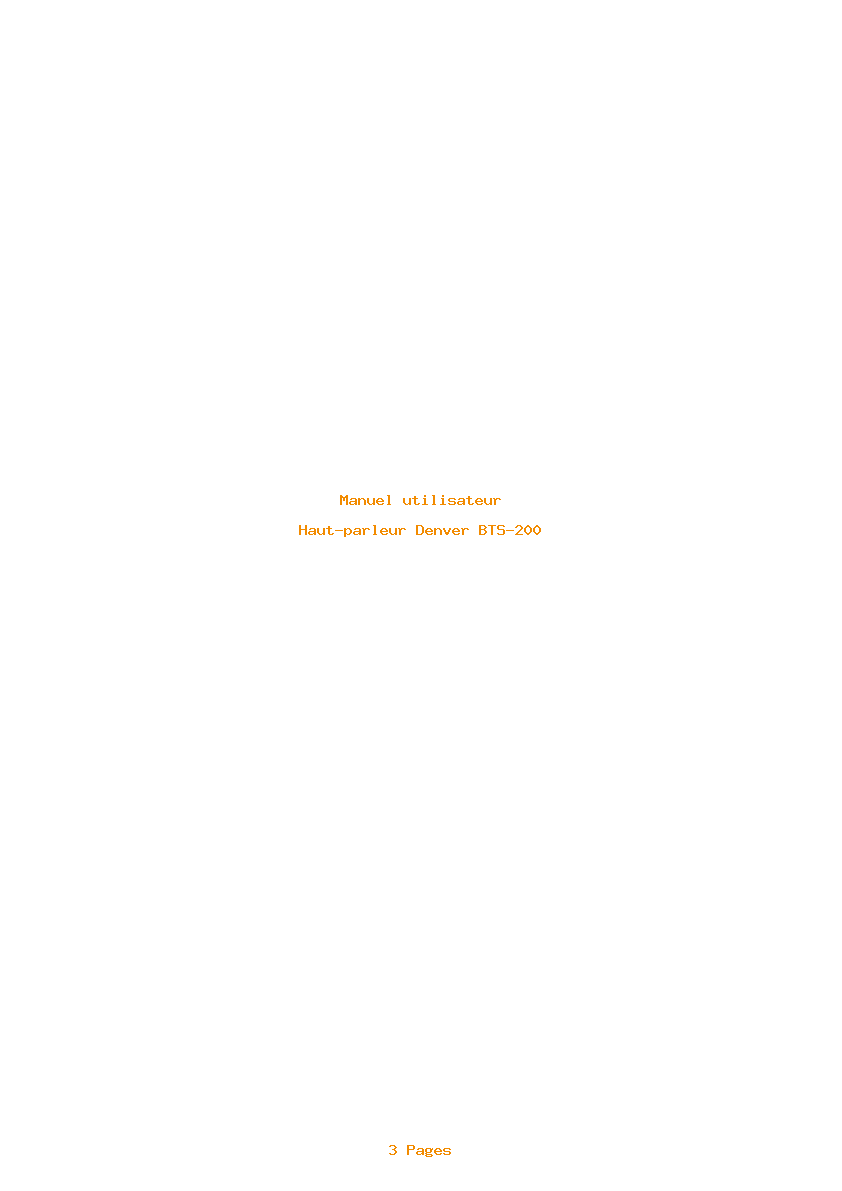 Page 1 de la notice Manuel utilisateur Denver BTS-200