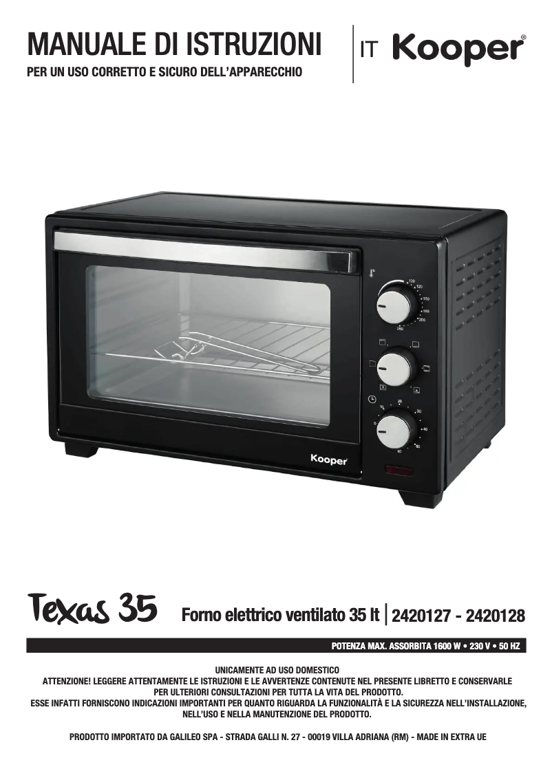 Page 1 de la notice Manuel utilisateur Kooper 2420127