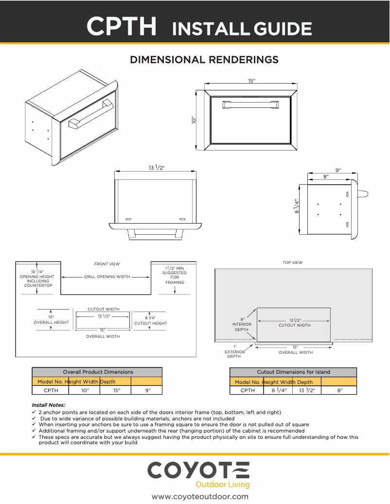 Page 1 de la notice Guide d'installation Coyote CPTH