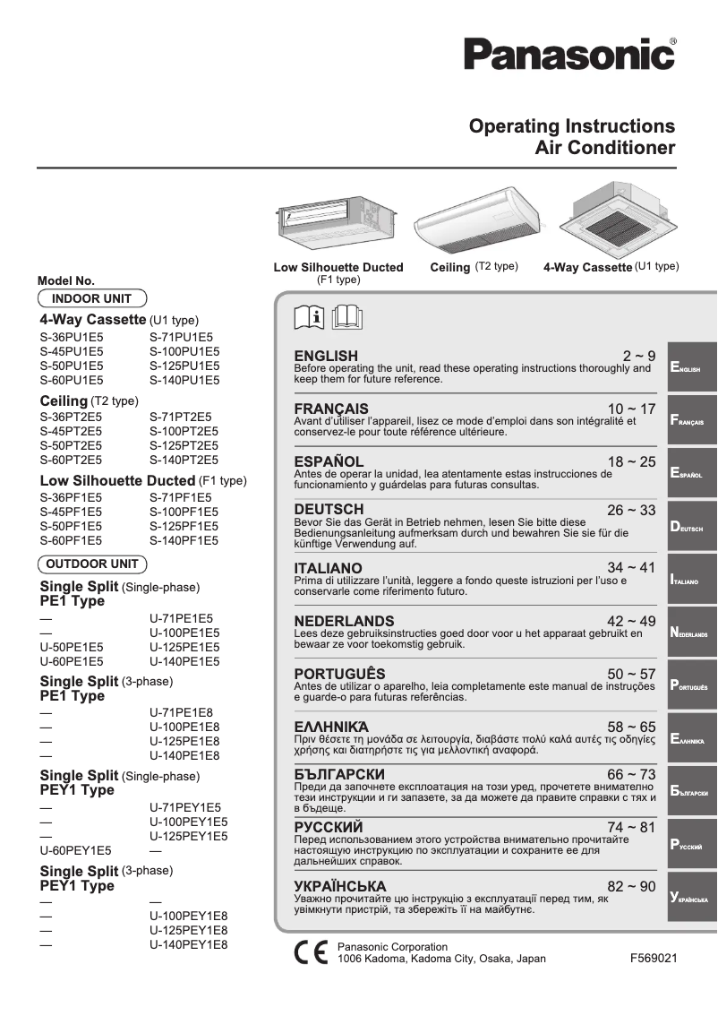 Page 1 de la notice Manuel utilisateur Panasonic S-71PT2E5