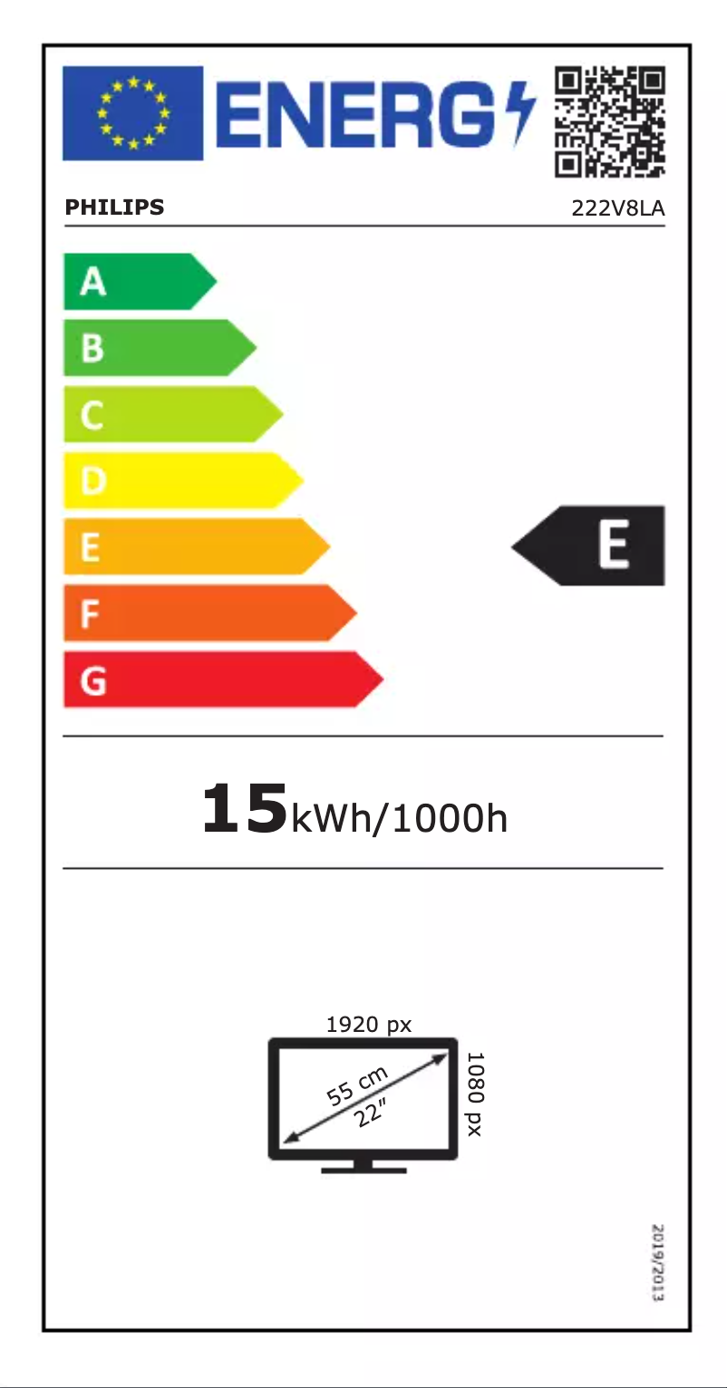 Page 1 of the manual Energy Label Philips 222V8LA