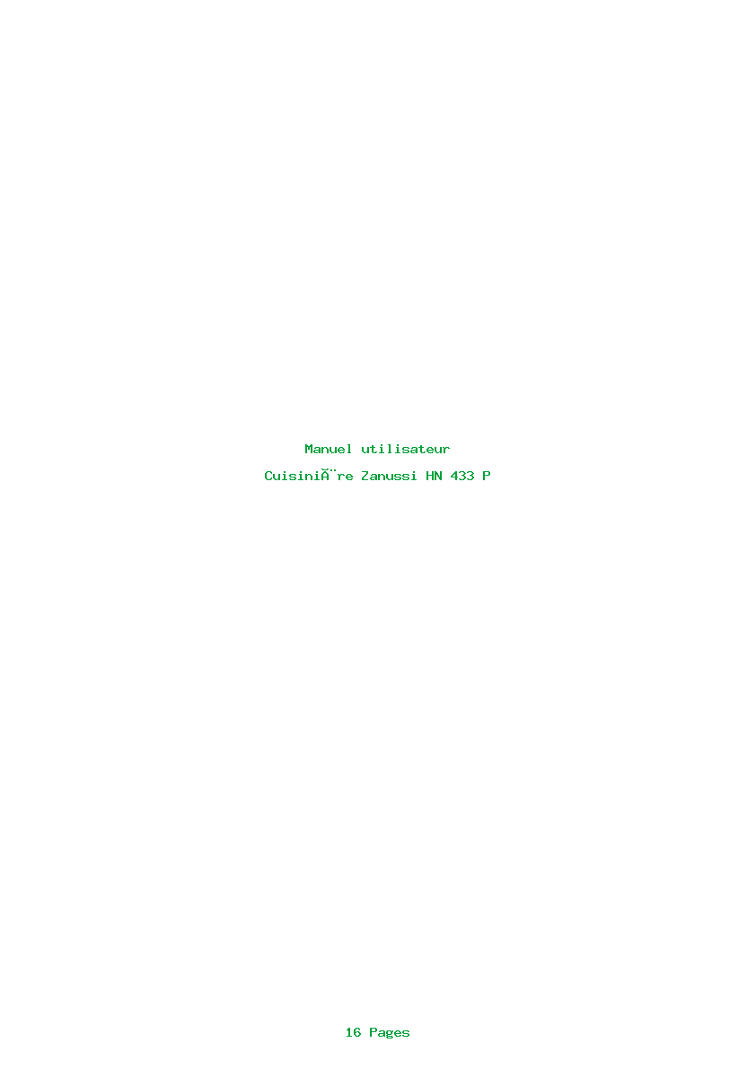 Page 1 de la notice Manuel utilisateur Zanussi HN 433 P