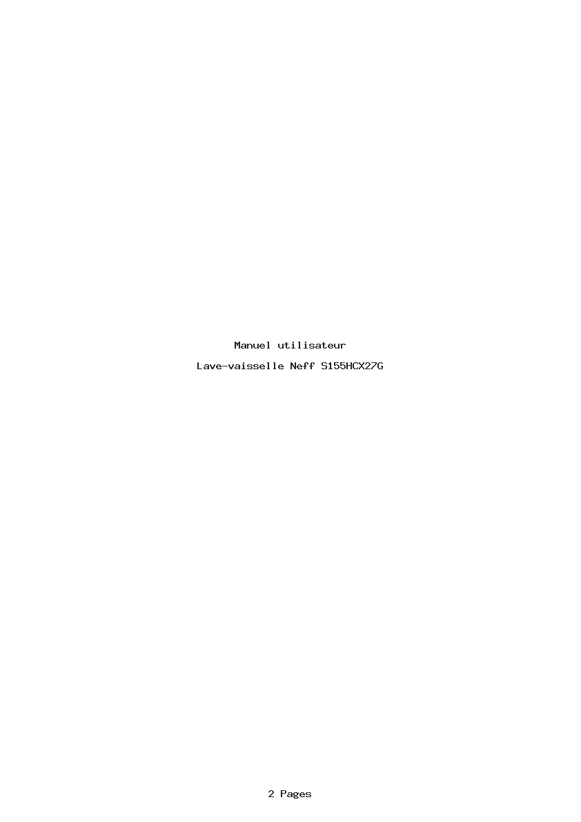 Page 1 de la notice Manuel utilisateur Neff S155HCX27G