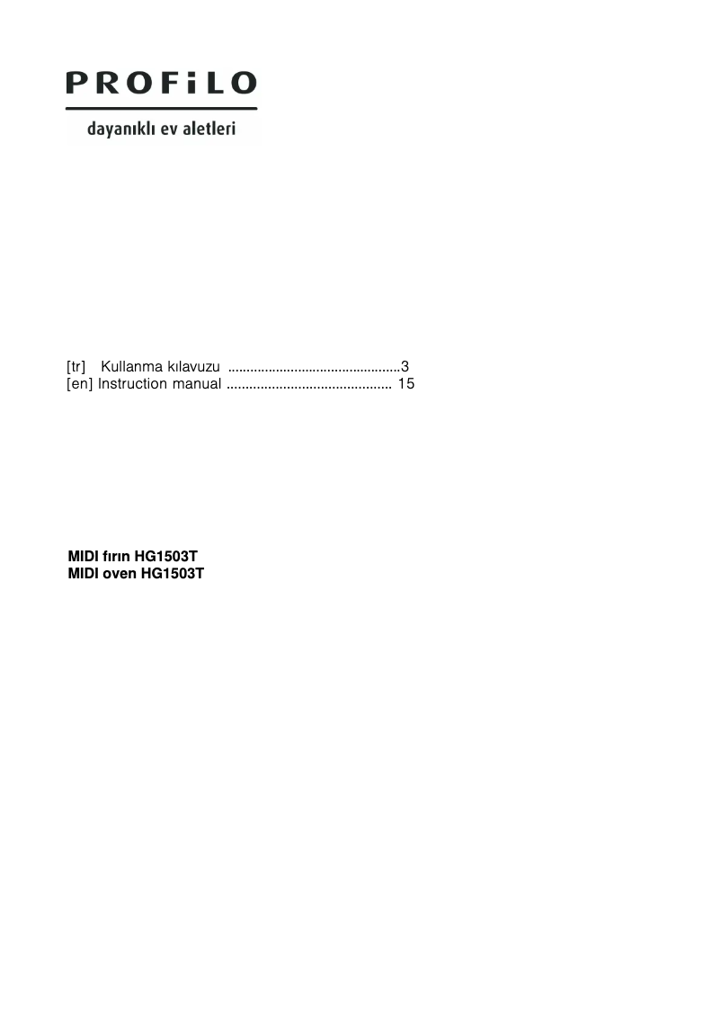 Page 1 of the manual User Manual Profilo HG1503T