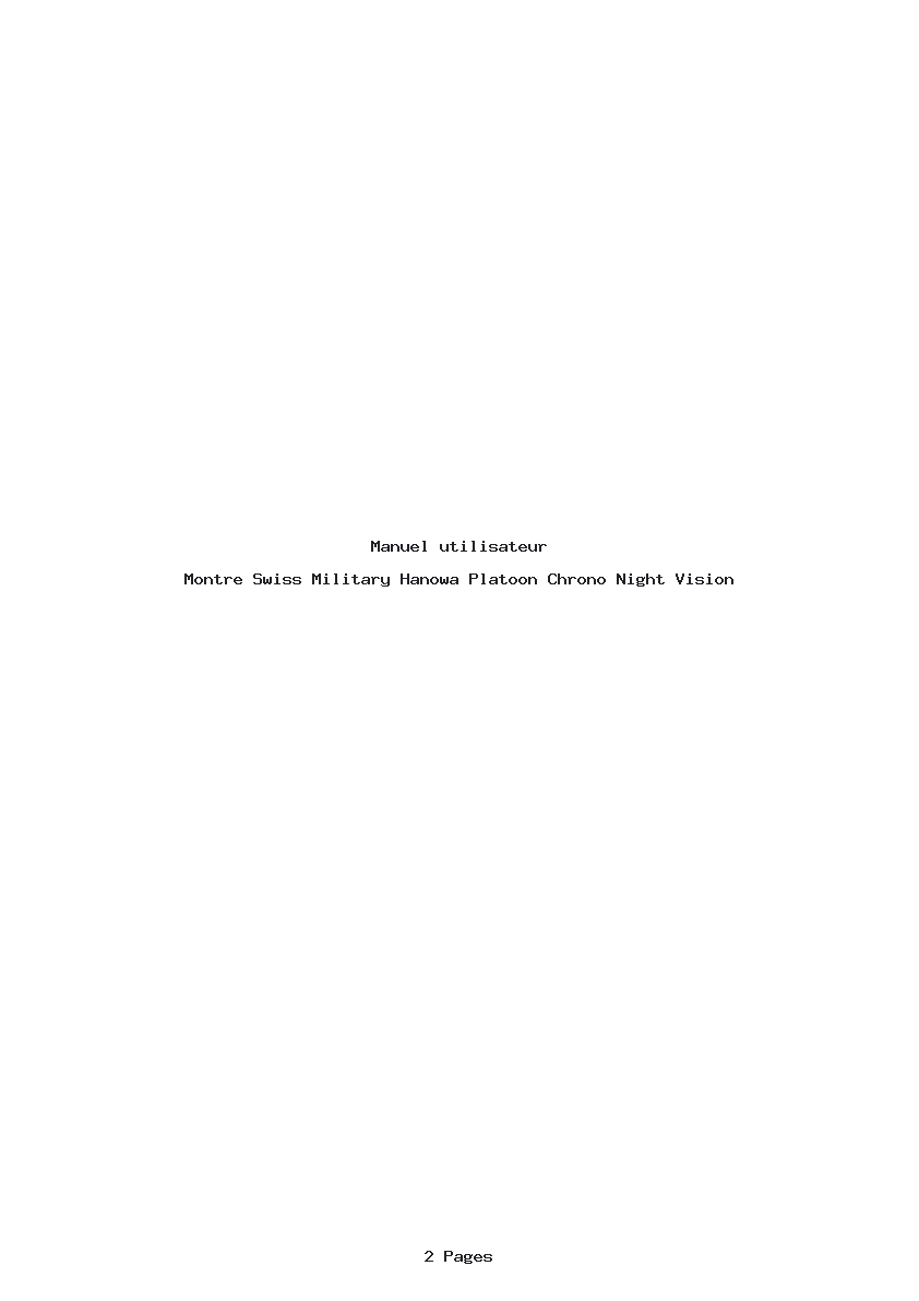 Page 1 de la notice Manuel utilisateur Swiss Military Hanowa Platoon Chrono Night Vision