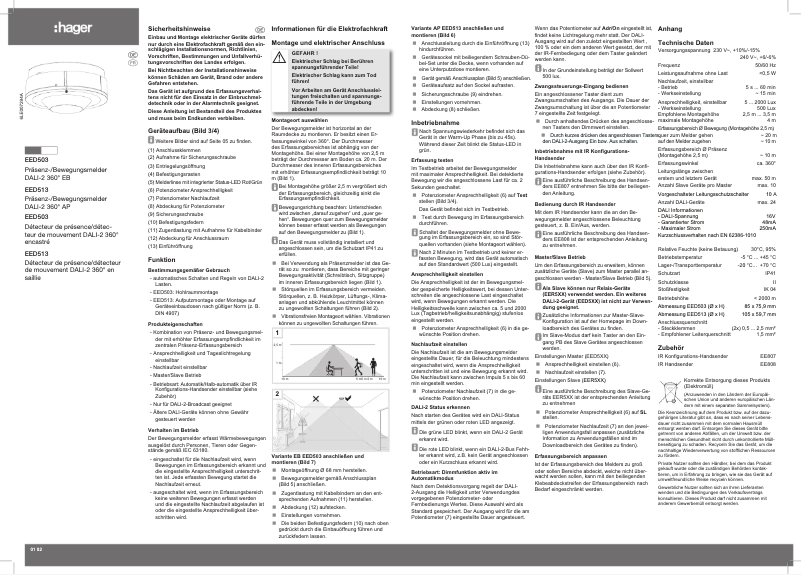 Page 1 de la notice Instructions / montage Hager EED503
