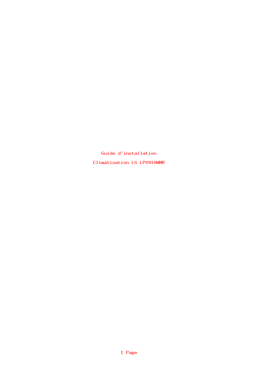 Page 1 de la notice Guide d'installation LG LP0910WNR