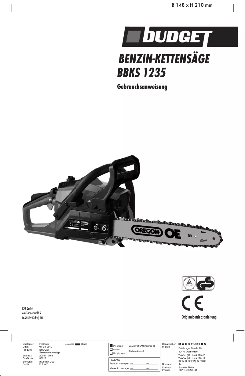 Page 1 de la notice Manuel utilisateur Budget BBKS 1235