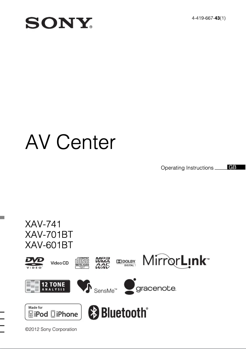 Page 1 de la notice Manuel utilisateur Sony XAV-701BT