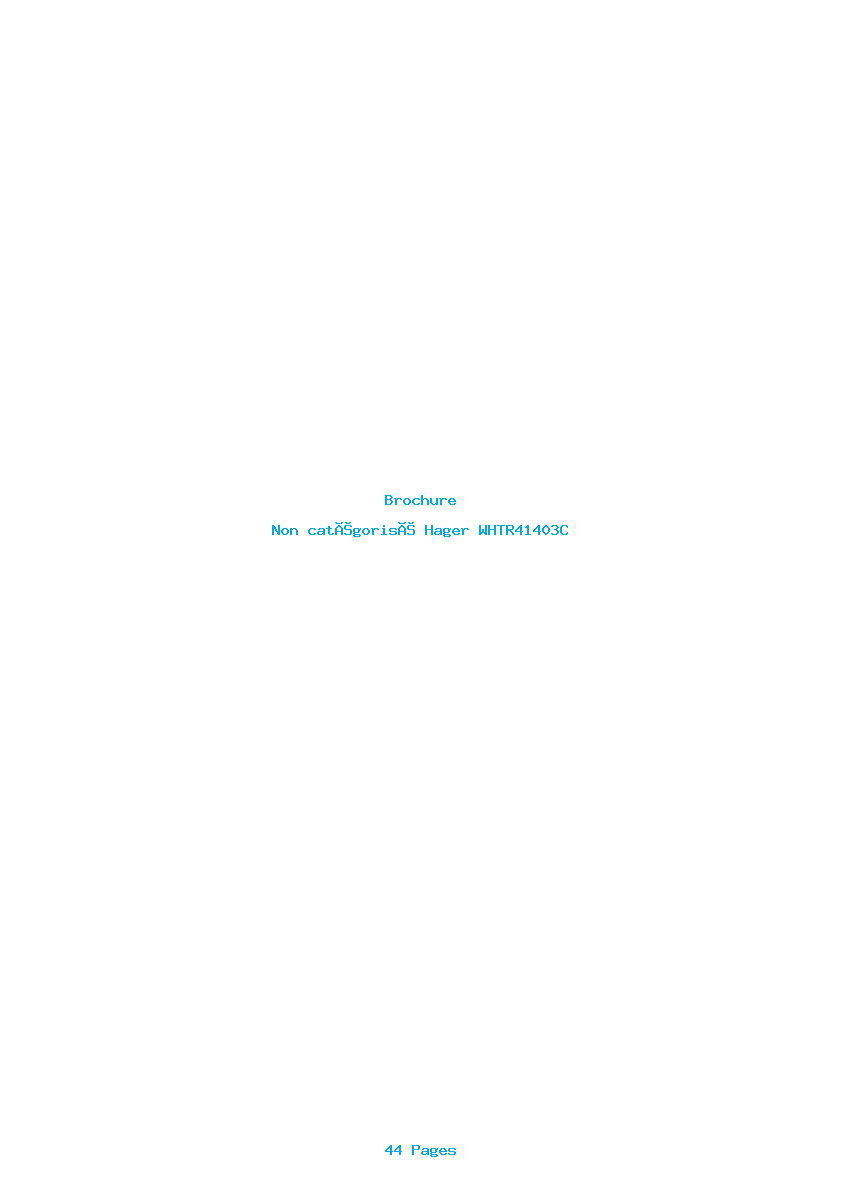 Page 1 de la notice Brochure Hager WHTR41403C