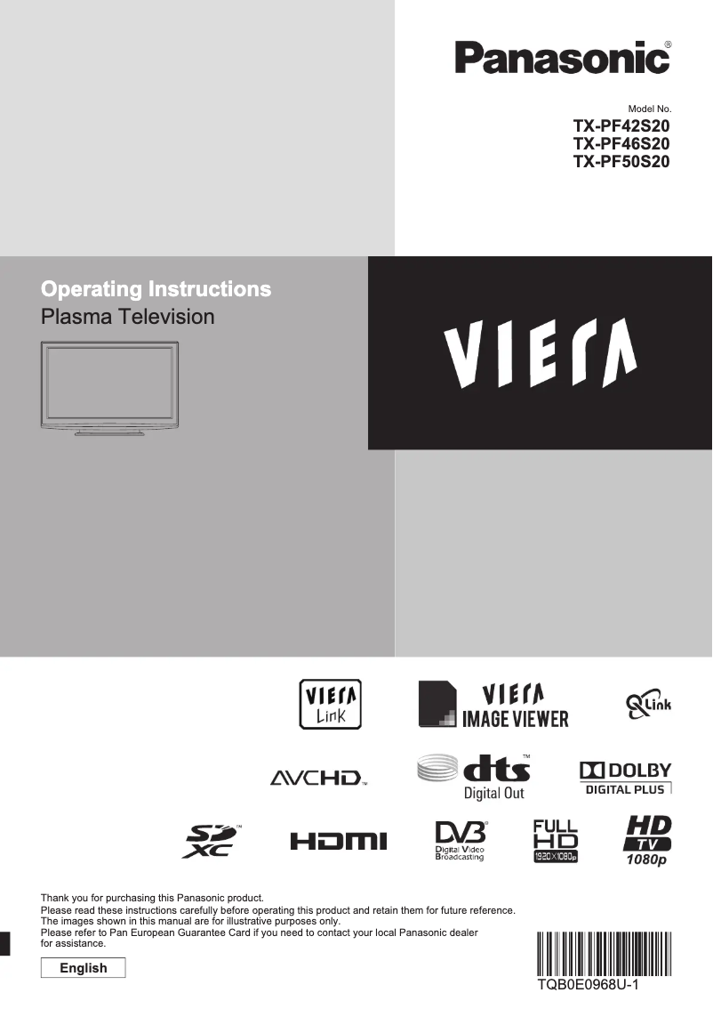 Page 1 de la notice Manuel utilisateur Panasonic Viera TX-PF46S20