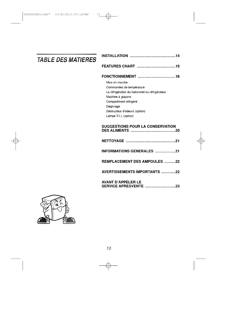 Page 1 de la notice Manuel utilisateur LG GR-T542G