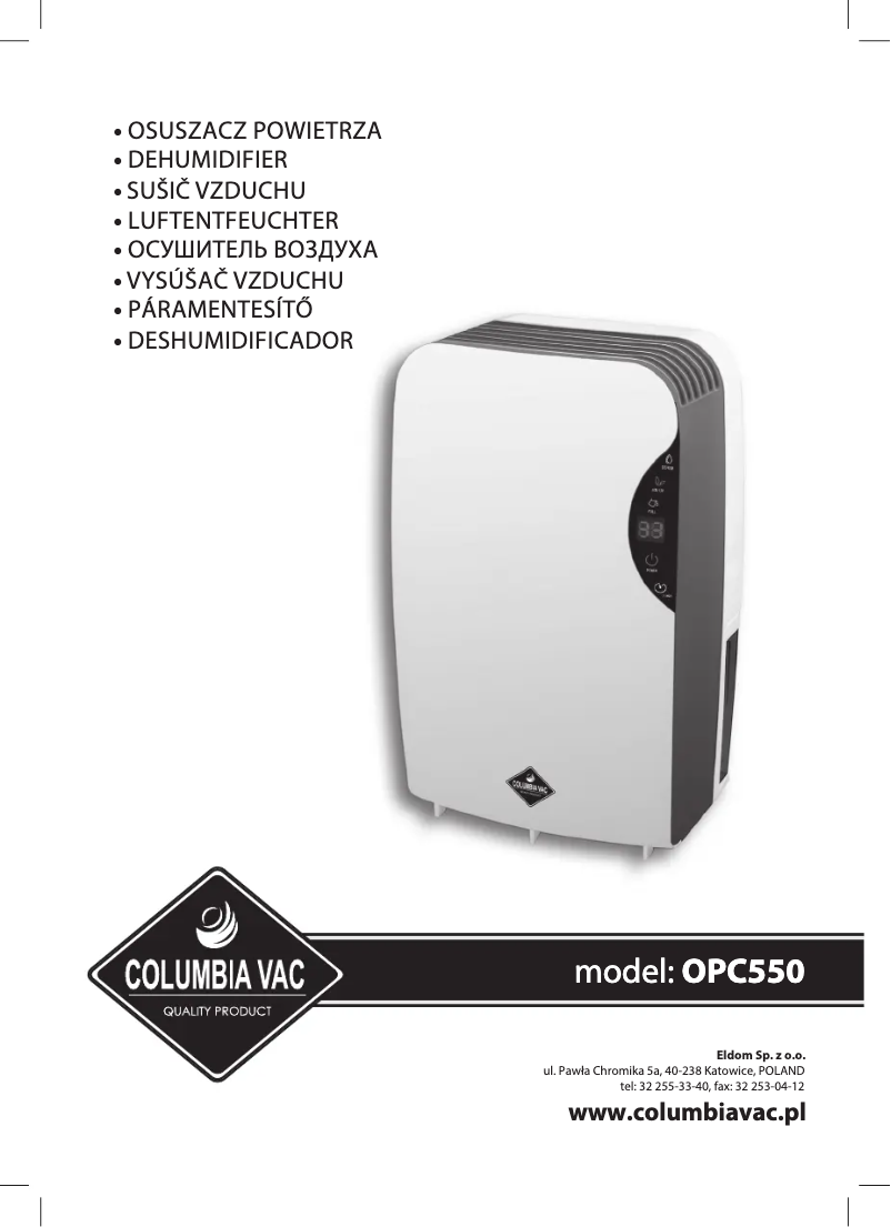 Página 1 del manual Manual de usuario Eldom ColumbiaVac OPC550