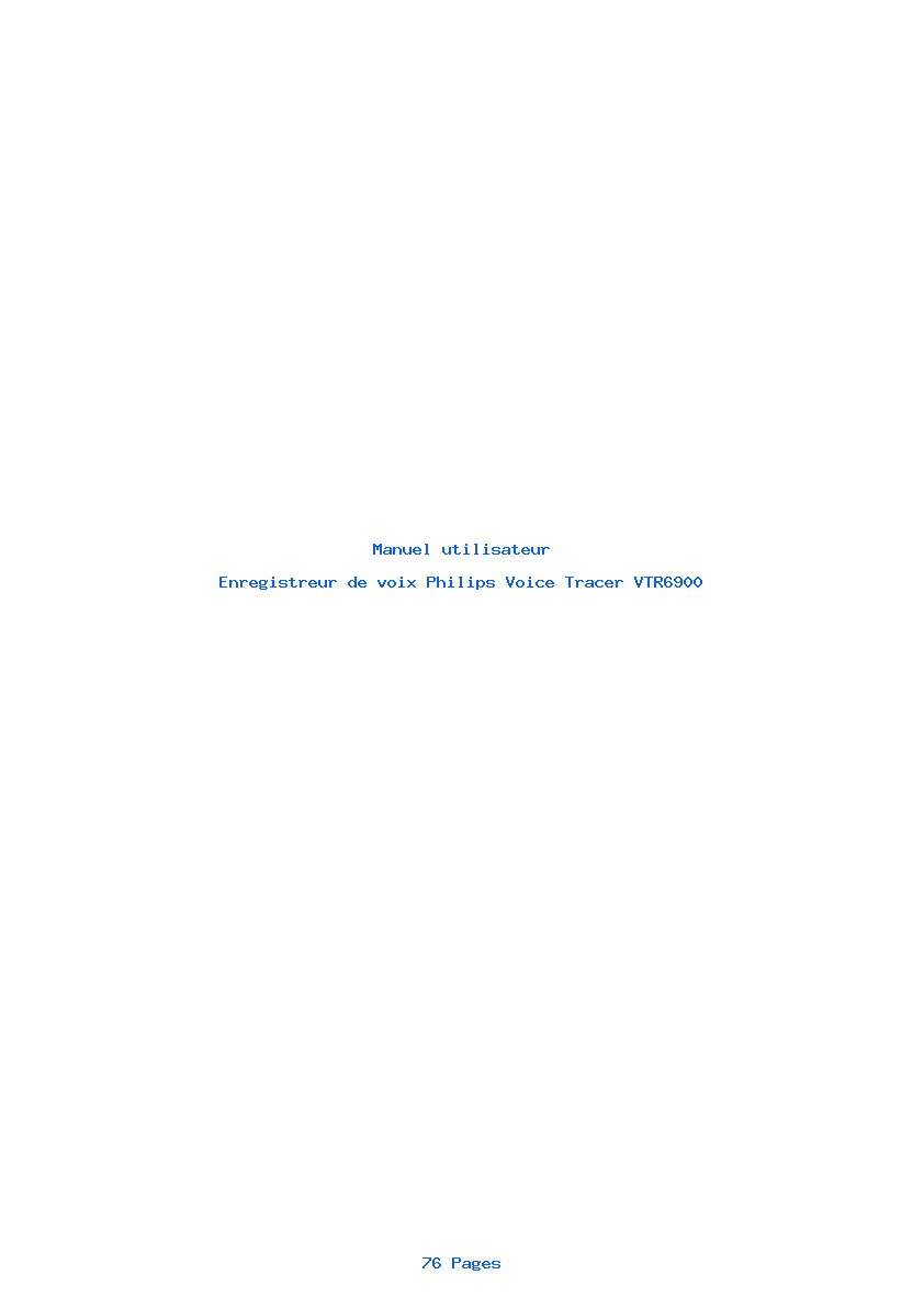 Page 1 de la notice Manuel utilisateur Philips Voice Tracer VTR6900