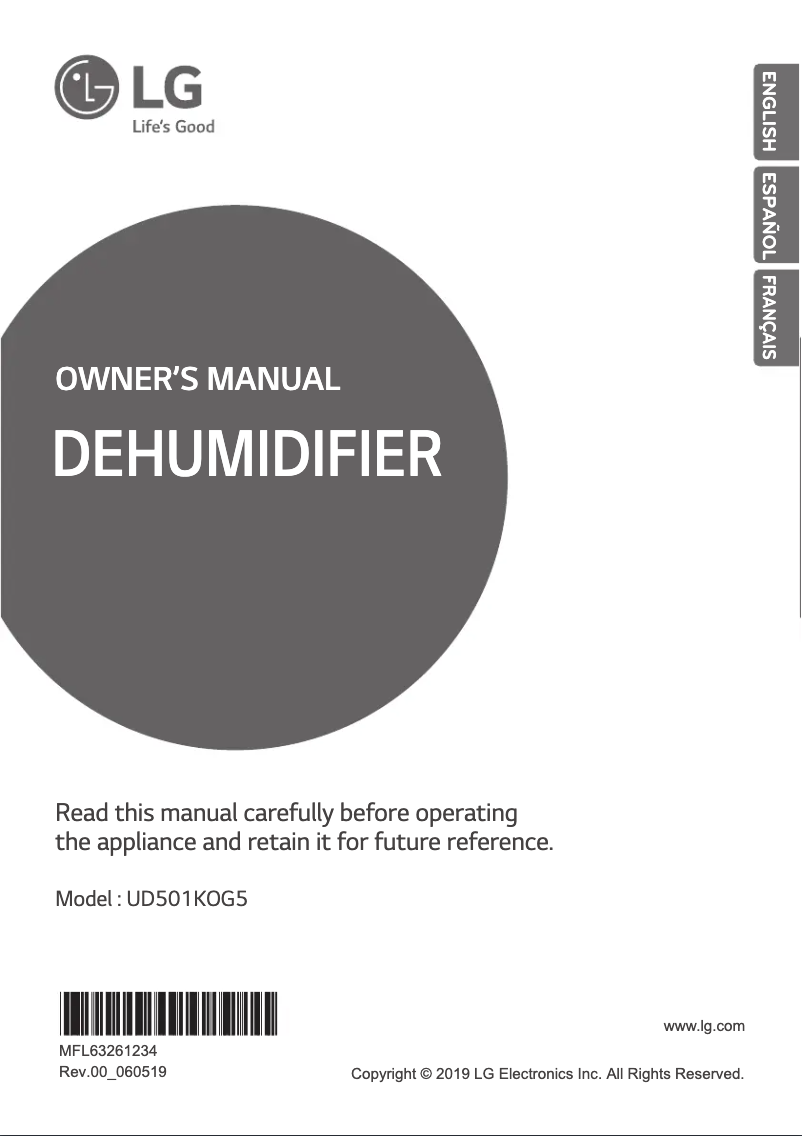 Page 1 de la notice Manuel d'utilisation et d'entretien LG UD501KOG5