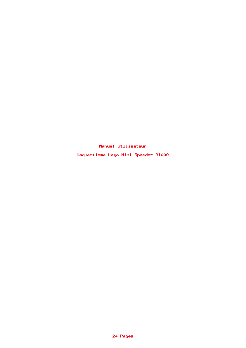 Page 1 de la notice Manuel utilisateur Lego Mini Speeder 31000