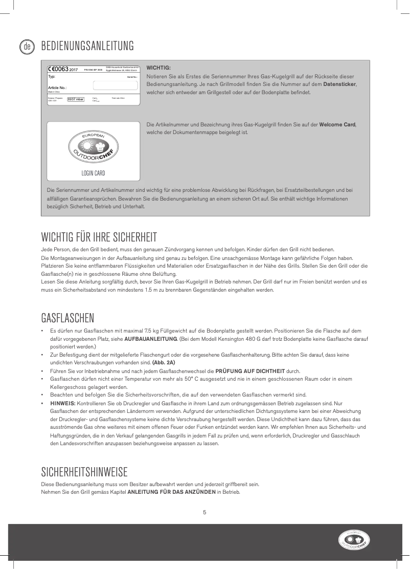 Page 1 of the manual User Manual Outdoorchef P-420 G