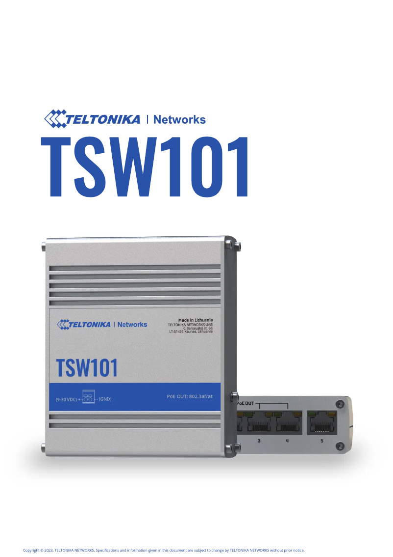 Page 1 de la notice Guide de démarrage rapide Teltonika TSW101