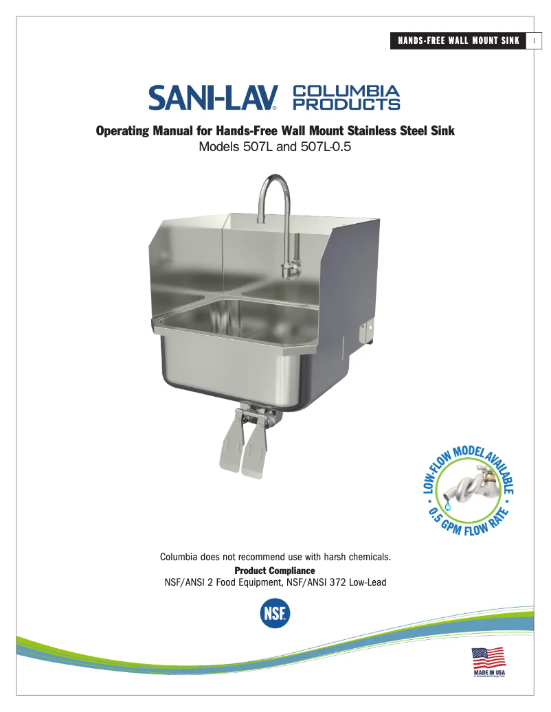 Page 1 de la notice Manuel utilisateur Sani-Lav 507L