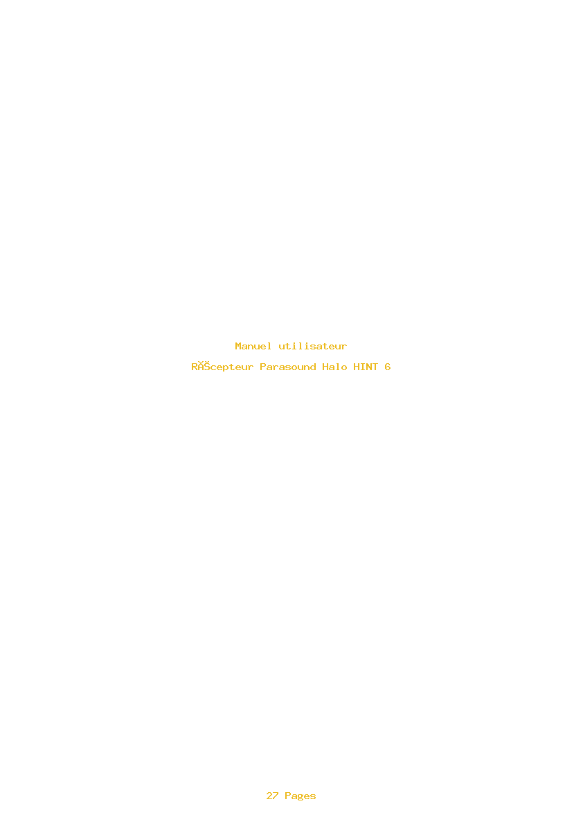 Page 1 de la notice Manuel utilisateur Parasound Halo HINT 6