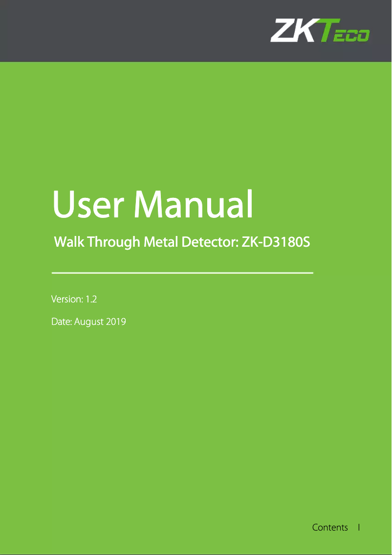 Page 1 de la notice Manuel utilisateur ZKTeco ZK-D3180S