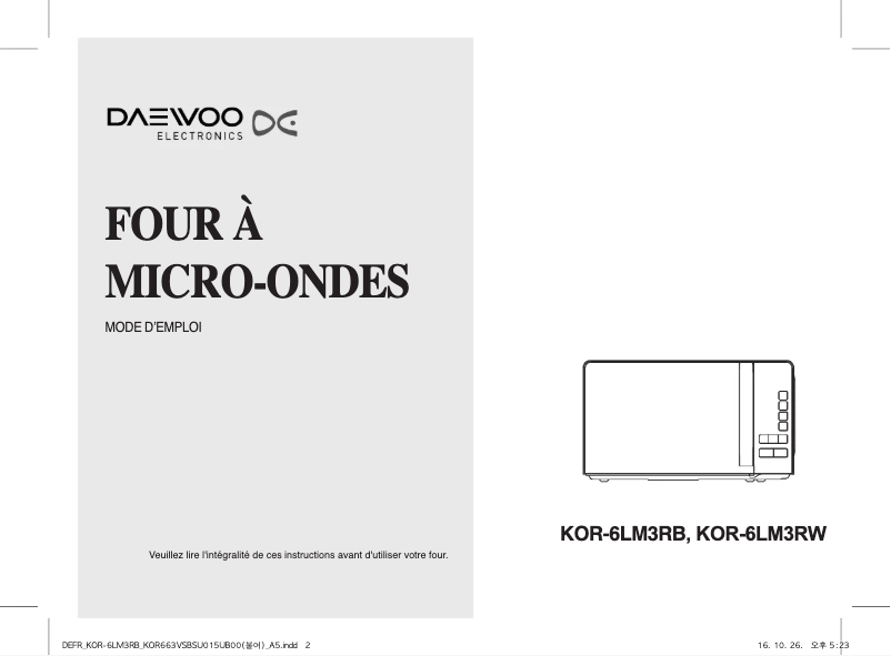 Page 1 de la notice Manuel utilisateur Winia WKOR-6LM3RW