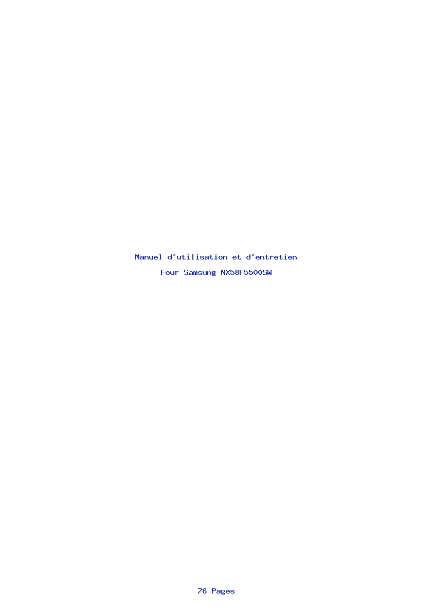 Page 1 de la notice Manuel d'utilisation et d'entretien Samsung NX58F5500SW