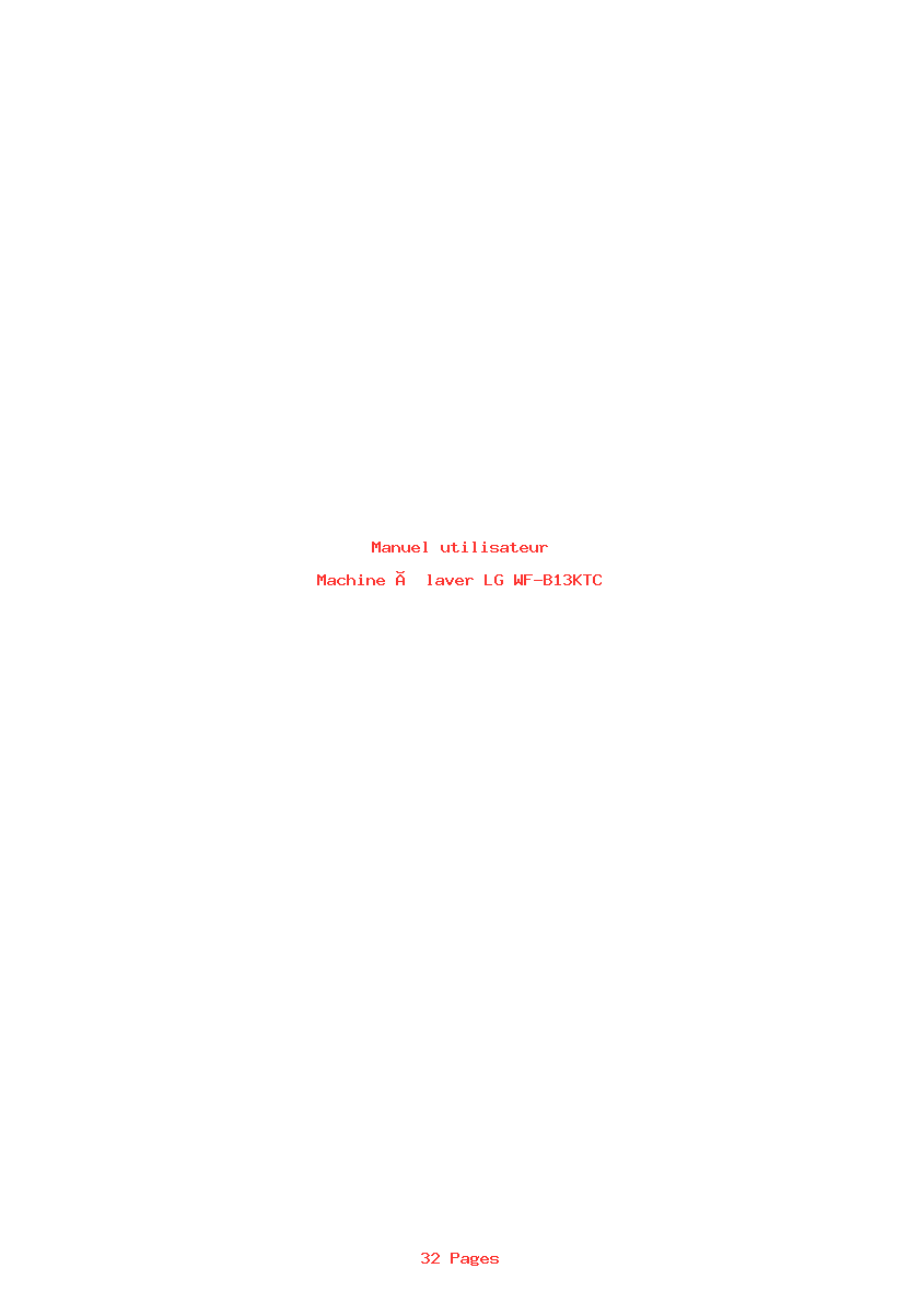 Page 1 de la notice Manuel utilisateur LG WF-B13KTC