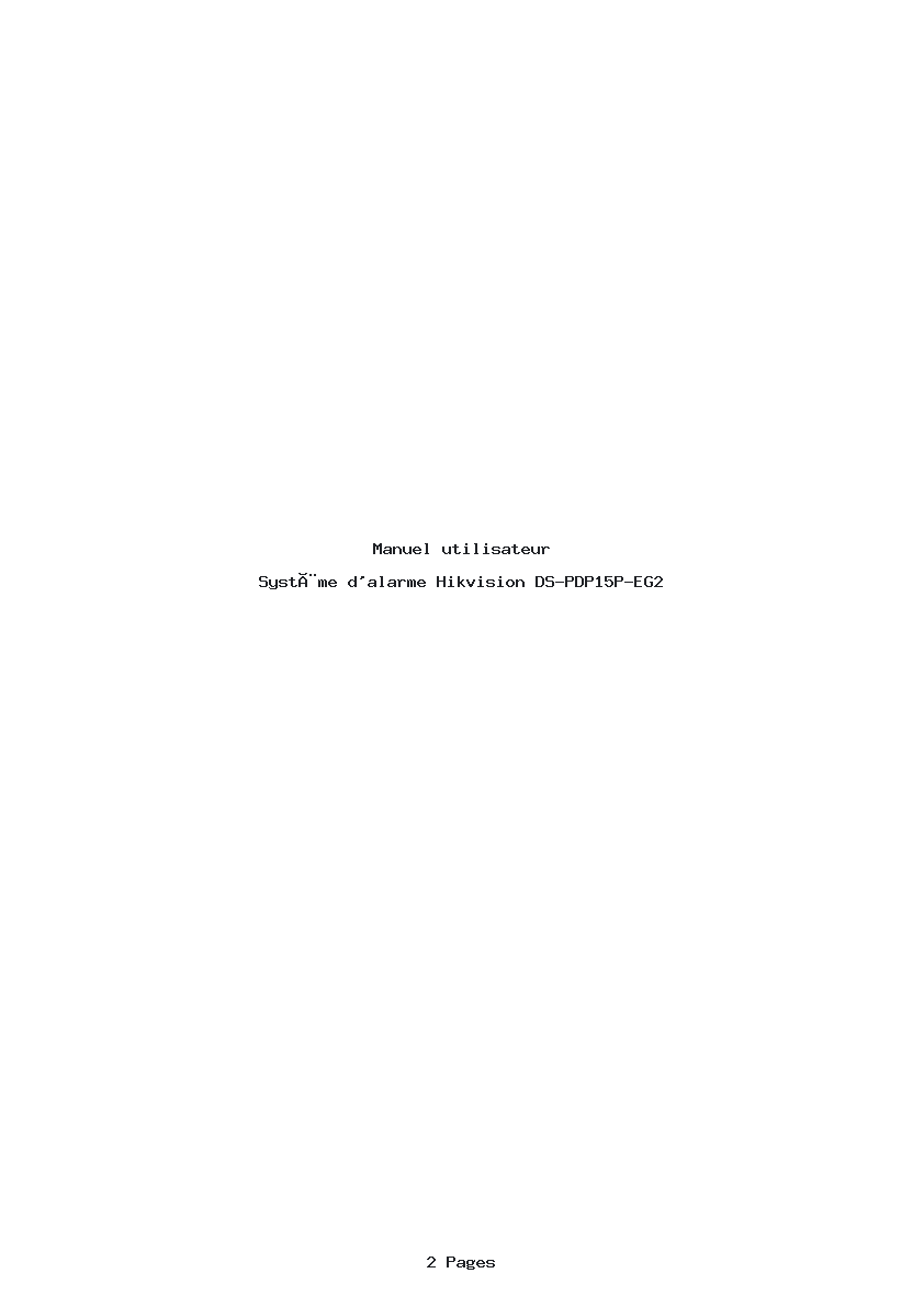 Page 1 de la notice Manuel utilisateur Hikvision DS-PDP15P-EG2