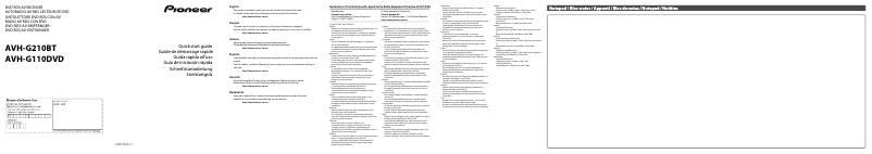 Page 1 de la notice Guide de démarrage rapide Pioneer AVH-G110DVD